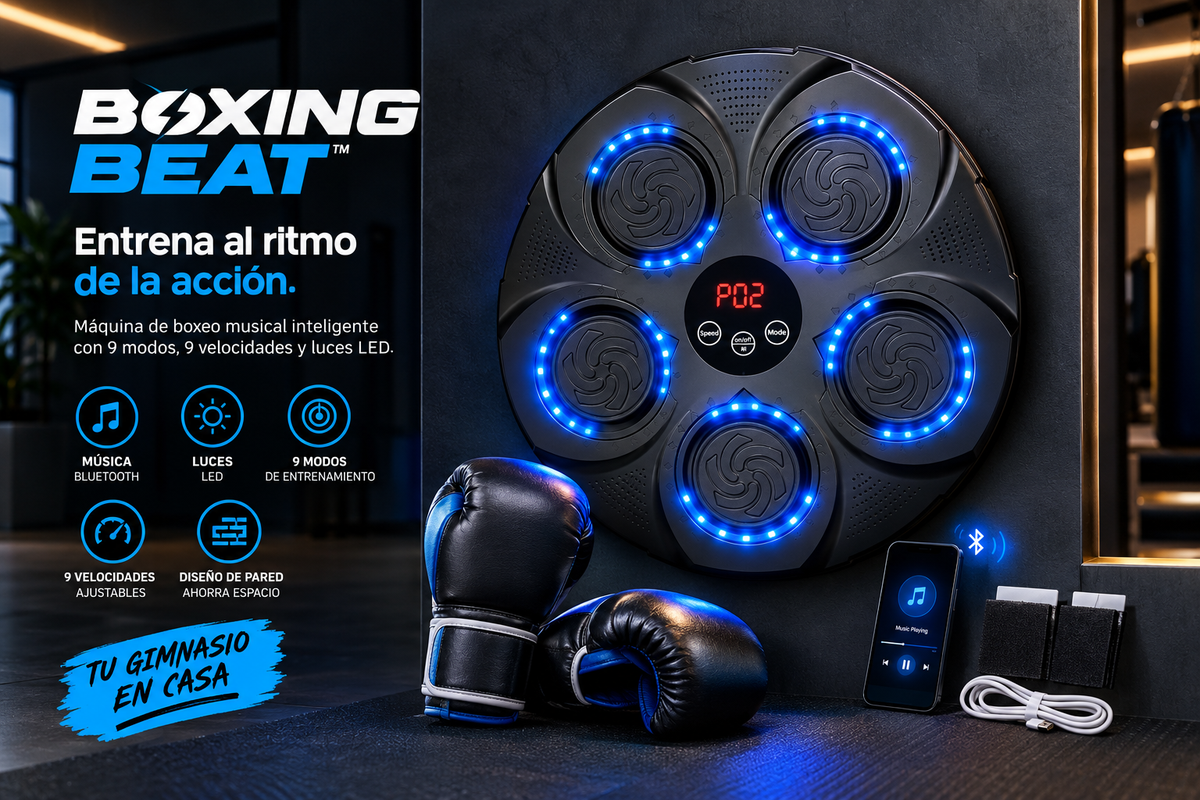 Boxing Beat™ – Máquina de Boxeo Musical Bluetooth con Luces LED
